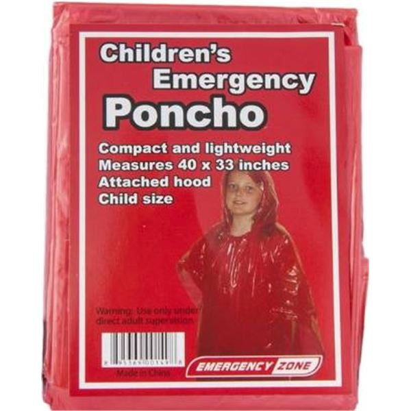 Children’s Emergency Poncho Set of 10 with Attached Hood