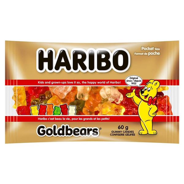 Haribo Goldbears Gummy Candies, 60g Packs, Lot of 18