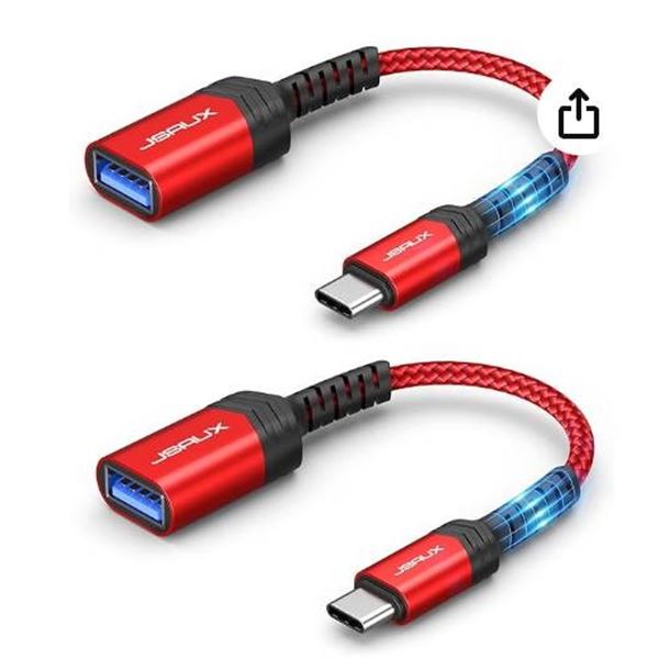 JSAUX USB-C to USB-A Female Adapter, Model CD0020, 2-Pack