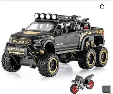 SASBSC Toy Pickup Truck F150 DieCast Metal Model Car Black
