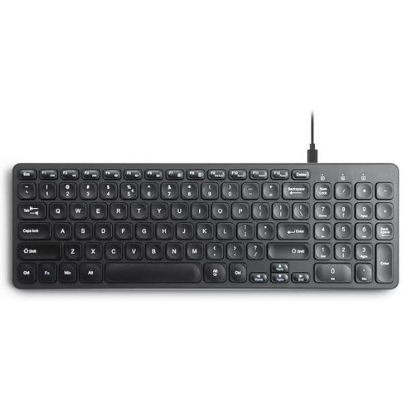Perixx PERIBOARD-215B US, Wired Keyboard – Ultra Slim Scissor Keys – 2 Built-in US
