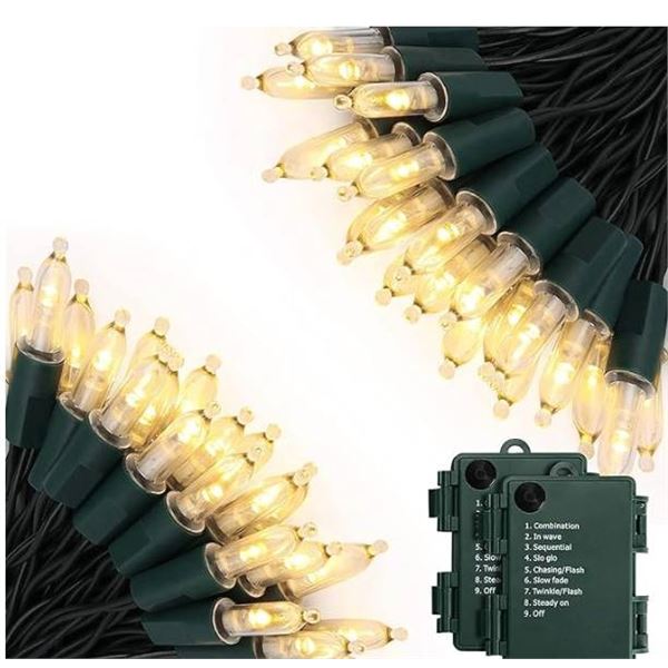Battery String Lights with 2 x 50 LEDs, Cool White, Indoor and Outdoor Use