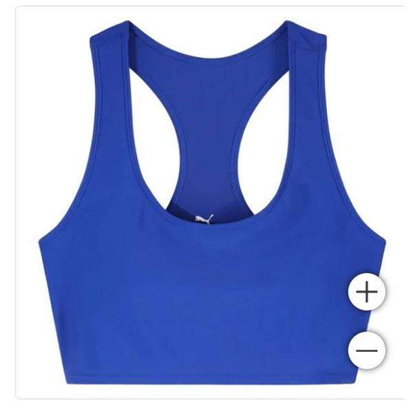 Puma Swim Cropped Racerback Sports Top, Large, Blue