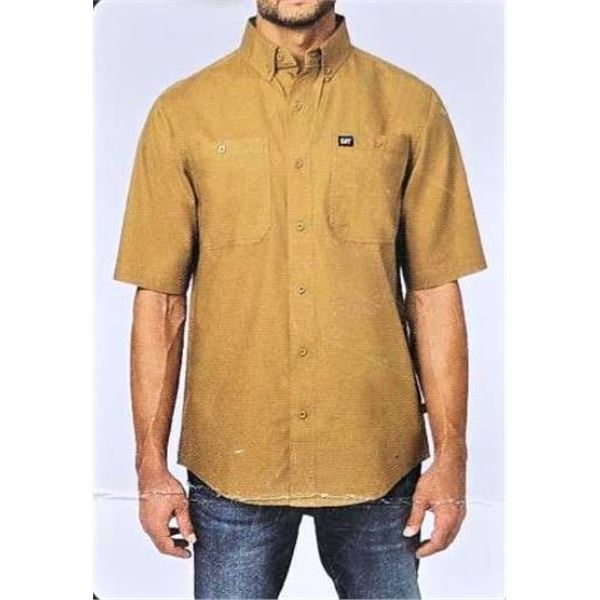 CAT Men’s Button-Down Short Sleeve Wrkshirt Shirt, Size L