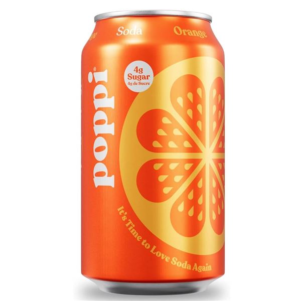POPPI Soda, Orange Flavour, Sparkling Soda, Beverages 12 x 355ml