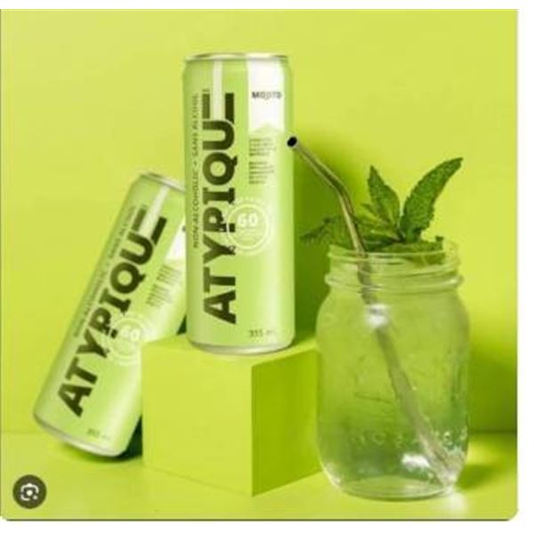 Atypique Non-Alcoholic Mojito Sparkling Beverage, 12 x 355 mL Cans