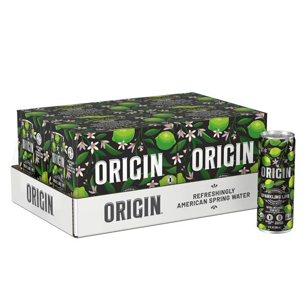 Origin Organic Sparkling Water with Lime 24 x 355 mL Cans
