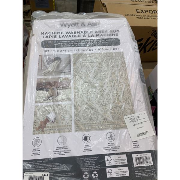 Wyatt and Asi Machine Washable Area Rug, 72 x 108 inches