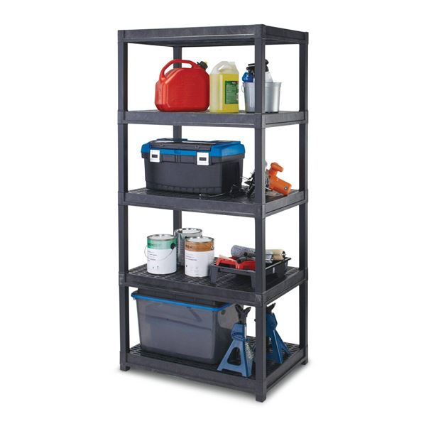 Ramtuff 5-Level Resin Shelving System – 36.6 x 17.75 x 73 in