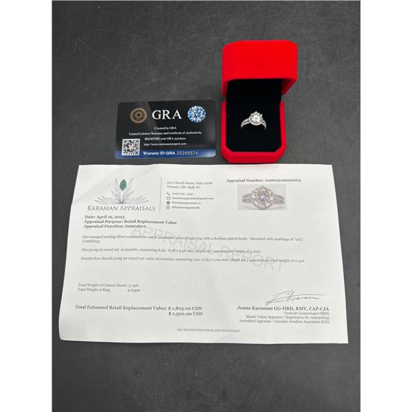 $1805 APPRAISED – 3.00 CT BRILLIANT CUT MOISSANITE RING