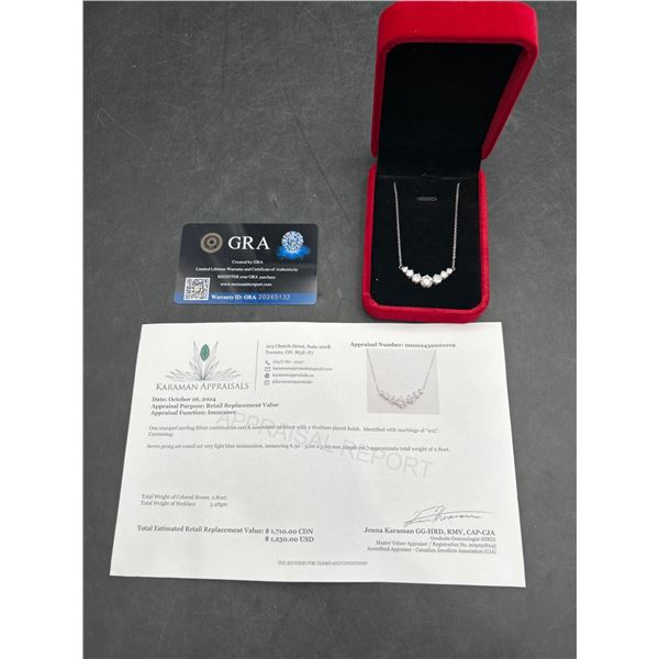 $1710 APPRAISED 2.80 CT TW GRA  ROUND BRILLIANT CUT MOISSANITE 925 SILVER PENDANT