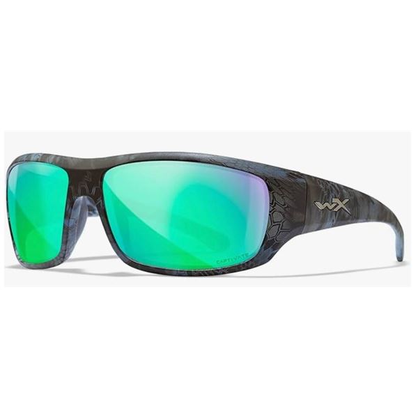 Wiley X WX Omega Sunglasses with Kryptek Neptune Frame and Polarized Green Mirror Lens