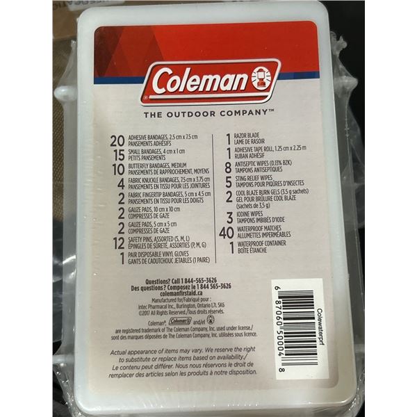 Lot of 2 Coleman Sportsman Waterproof First Aid Kits with 129 Pieces