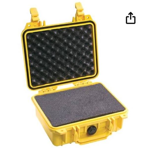 Pelican 1200 Case, Part #1200-000-240, Yellow, Waterproof Dustproof