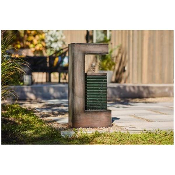 Style Selections 31.5 H x 15-in W Grey Metal Lighted Contemporary Fountain