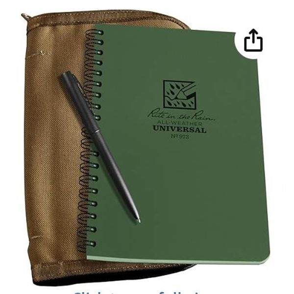 Rite in the Rain Weatherproof Side Spiral Kit: Tan CORDURA® Fabric Cover, 4.625″ x 7[x=#824