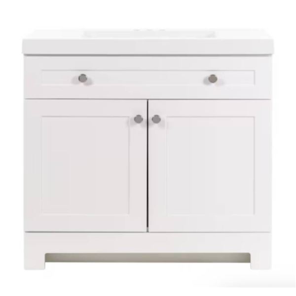 Glacier Bay Everdean 36.5-inch W x 34.4-inch H x 18.75-inch D Bathroom Vanity in White with Cultured