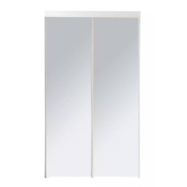 TRUporte 60-inch X 80 1/2-inch White BY0120 Steel Frame Mirrored Sliding Closet door