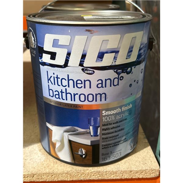 SICO Kitchen and Bathroom 100% Acrylic Latex Paint – Smooth Gloss Finish – 3.5-L [