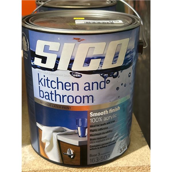 SICO Kitchen and Bathroom 100% Acrylic Latex Paint – Smooth Gloss Finish – 3.5-L [