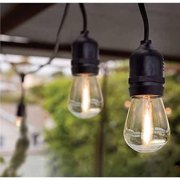 Zilotek Commercial Light String with 24 Sockets and 48 ft Length