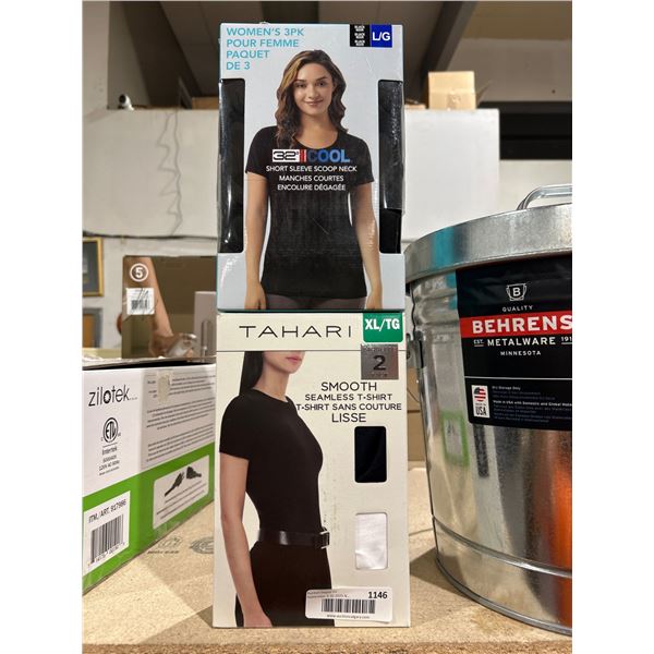 Women’s T-Shirt Sets: BE Cool Scoop Neck (Large) and Tahari Seamless (XL)T-Shirts