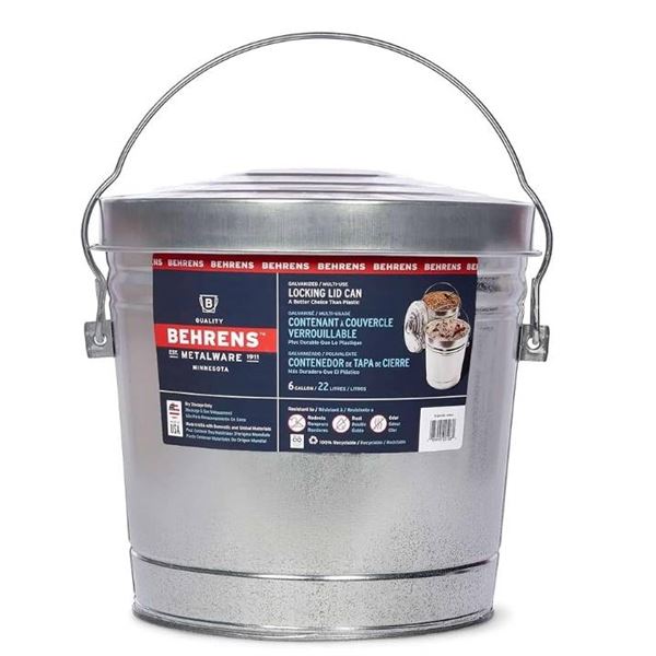 Behrens 6 Gallon Rust-Proof Steel Locking Lid Trash Can(6 gal)
