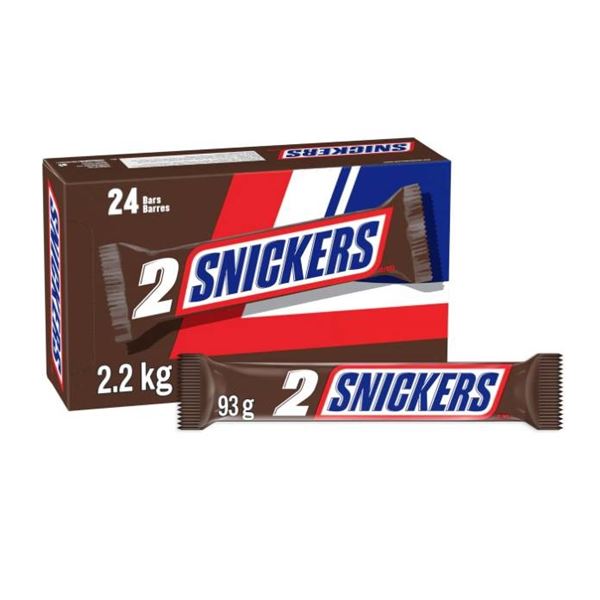 Snickers Chocolate Bar Multipack, 24 Pieces, 2 x 33g Each