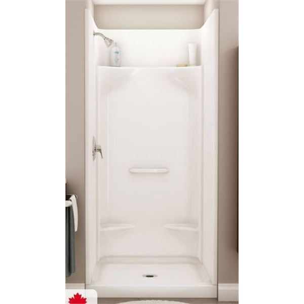 Essence SH-3636 AcrylX Alcove Center Drain Four-Piece Shower in White
