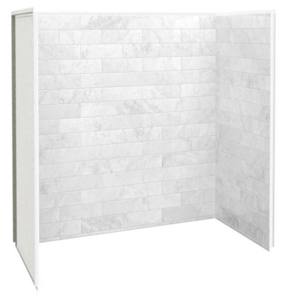 Utile 60-in x 30-in x 60-in Composite Tub Wall Kit Carrara Finish
