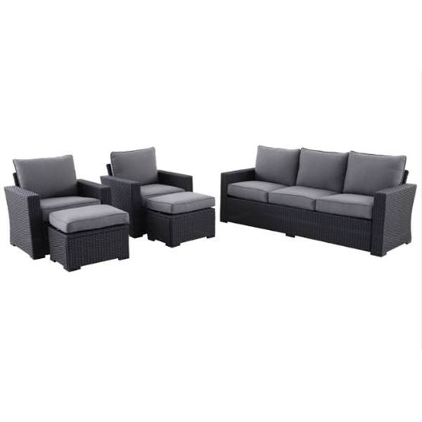 Landon & Co Norwood 5 Piece Conversation Set with Gray Olefin Fabric and Steel Frame