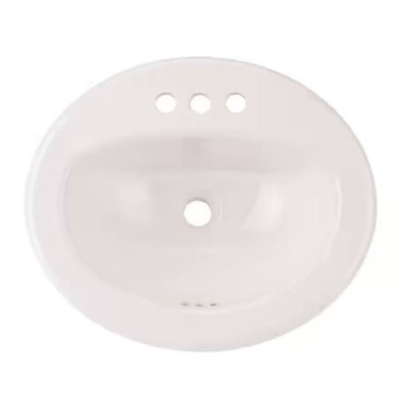 Project Source Huxley Vitreous China 17.0-in Drop-in Oval Traditional White Bathroom Sink