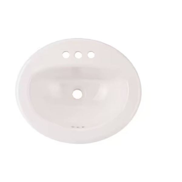 Project Source Huxley Vitreous China 17.0-in Drop-in Oval Traditional White Bathroom Sink