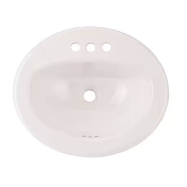 Project Source Huxley Vitreous China 17.0-in Drop-in Oval Traditional White Bathroom Sink