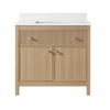 Image 2 : Glacier Bay Josine 36 inch W x 20.5 inch D x 34.5 inch H Light Oak Bathroom Vanity with Ceramic Top 