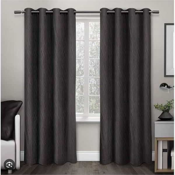 Design Decor Crete Textured Jacquard Thermal Curtains, 96 Inch, Lot of 2