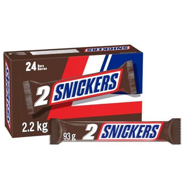 Snickers 24-Count 93g Chocolate Bars with Caramel and Nougat