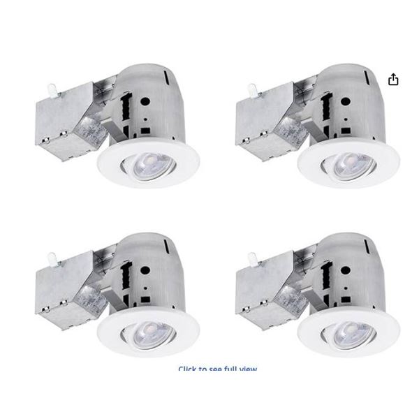 Globe LED Recessed Lighting Kit, 50W, 4 Units with Spot Swivel