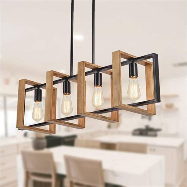 Landon & Co. 4-Light Pendant Luminaire with Wood Finish Design