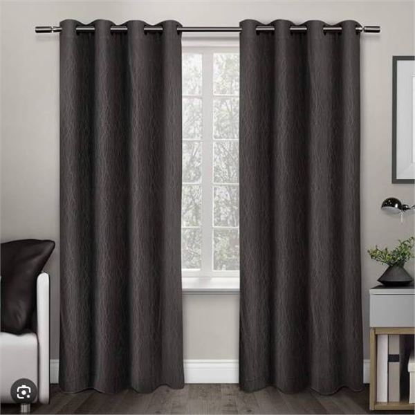Design Decor Crete Textured Jacquard Thermal Curtains, 96 Inch, Lot of 2