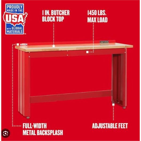 6-Foot Craftsman Workbench with Butcher Block Top