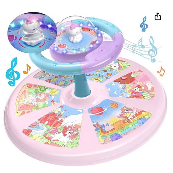 PERRYHOME Unicorn Twist Sit and Spin Toy with 4 Game Modes LED Light