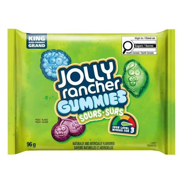 Jolly Rancher Gummies Sours, 12 x 96g Bags, King-Sized Portion