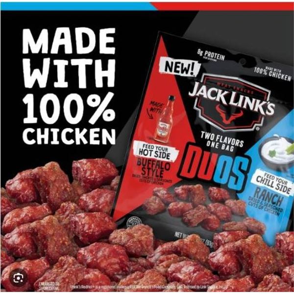 Jack Link’s Duos Buffalo And Ranch Chicken Bites, 12 Count, 80 g Bags