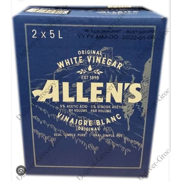 Allen’s White Vinegar, 5L Jugs, Case of 2