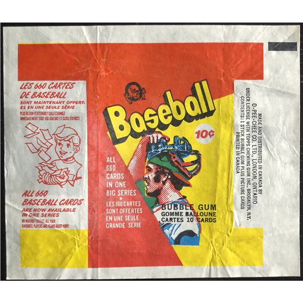 1973 O-PEE-CHEE BASEBALL WRAPPER