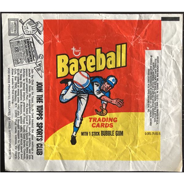 1975 TOPPS BASEBALL WRAPPER