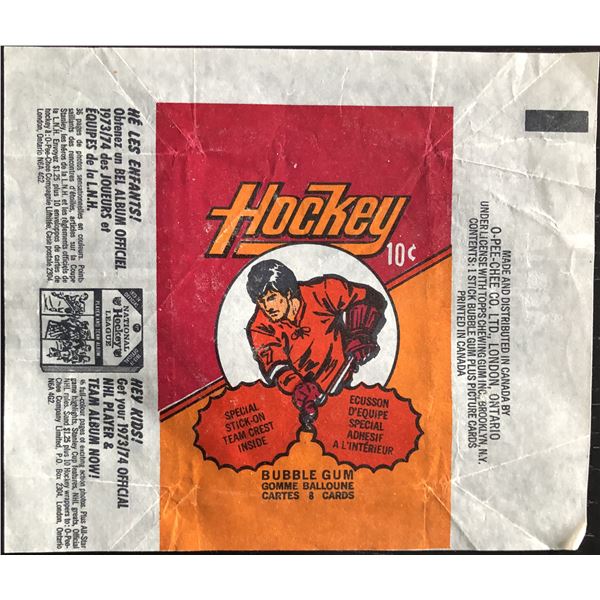 1973-74 O-PEE-CHEE HOCKEY WRAPPER