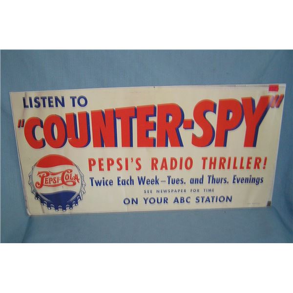 Pepsi Cola "Counter Spy" radio thriller retro style advertising sign