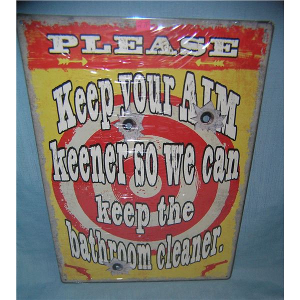 Keep Your Aim Keener Keep Bathroom Cleaner sign